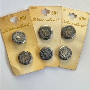 Set of 6 Streamline Silver Coin Buttons
